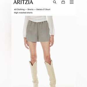 Wilfred Aritzia Gelato 3” High-Waist Shorts in Sage Gray